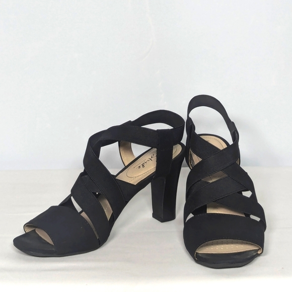 NEW Life Stride Womens Charlotte Strappy High Heel Sandal Sz 8.5 wide black - Picture 1 of 4